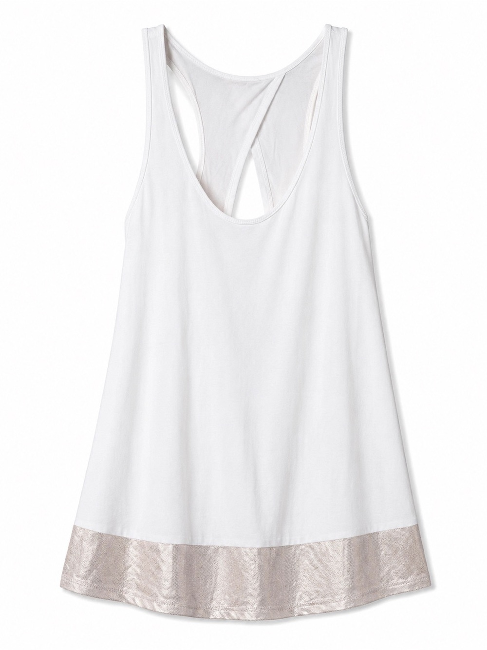 Lululemon All Tied Up Tank White Rose Gold Hem Scoop Neck 8